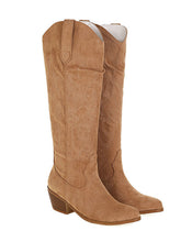 Botas altas hasta la rodilla de ante estilo western